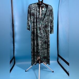 Catherines Curvy Collection Midi Dress Stretch Multicolor Print Womens 2 X New